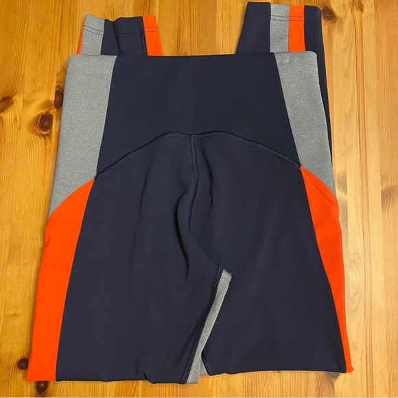 Athleta Crest High Rise Leggings Blue Red Grey Color Block Tights Full Length - Picture 7 of 12